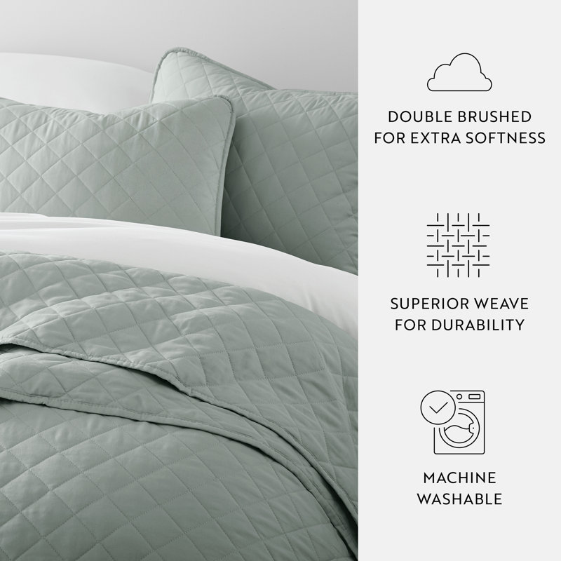 Eucalyptus Twin Microfiber Reversible Quilt Set with Shams