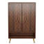 Armoire à chaussures 31,5 pouces en bois noyer et or avec portes