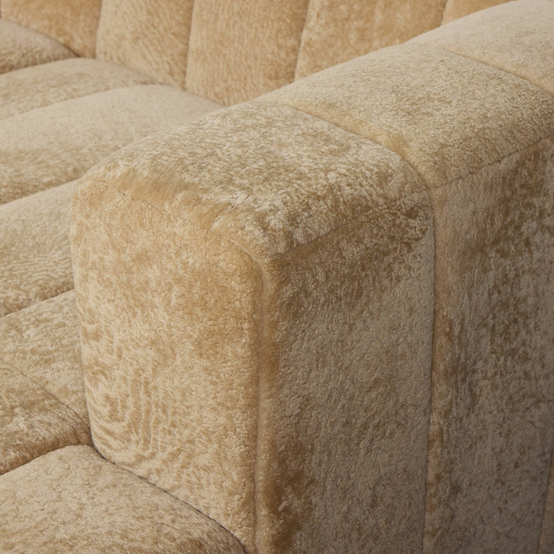 Curteria Upholstered Genuine Fur L-Shaped Sofa & Chaise, 28.5" H x 161" W x 68" D, Right Hand Facing