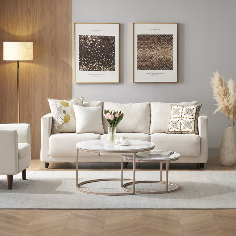 Enid Nesting Coffee Table, Gold, White