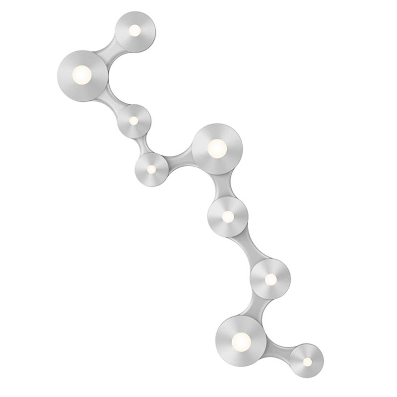 Coral Surface 3 - Light 47" Unique LED Flush Mount, Bright Satin Aluminum, 13.25", 1