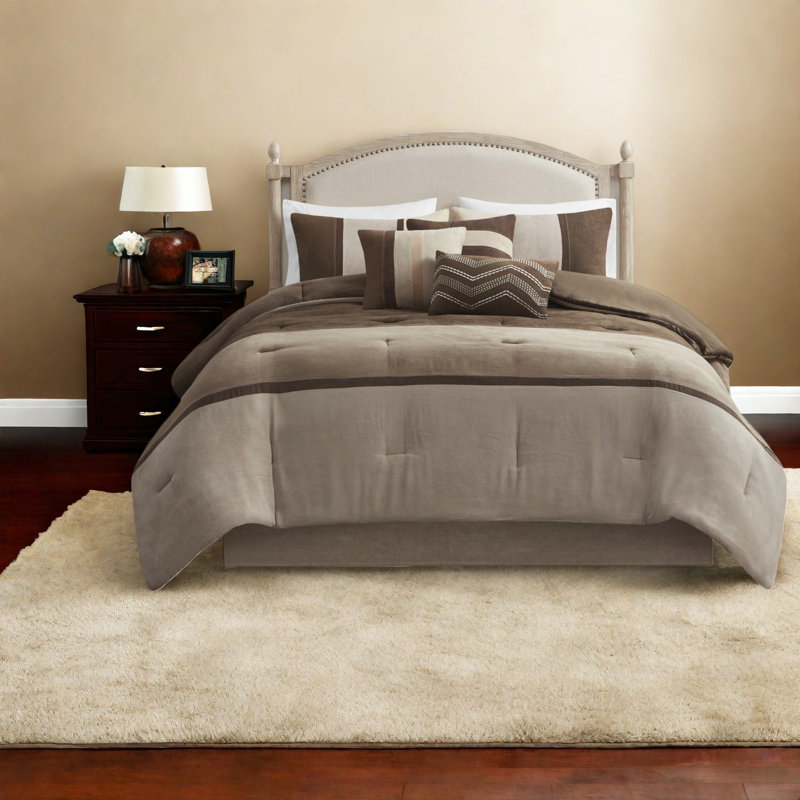Piece Faux Suede King Bedding Sets, Brown Microsuede Rustic Decor