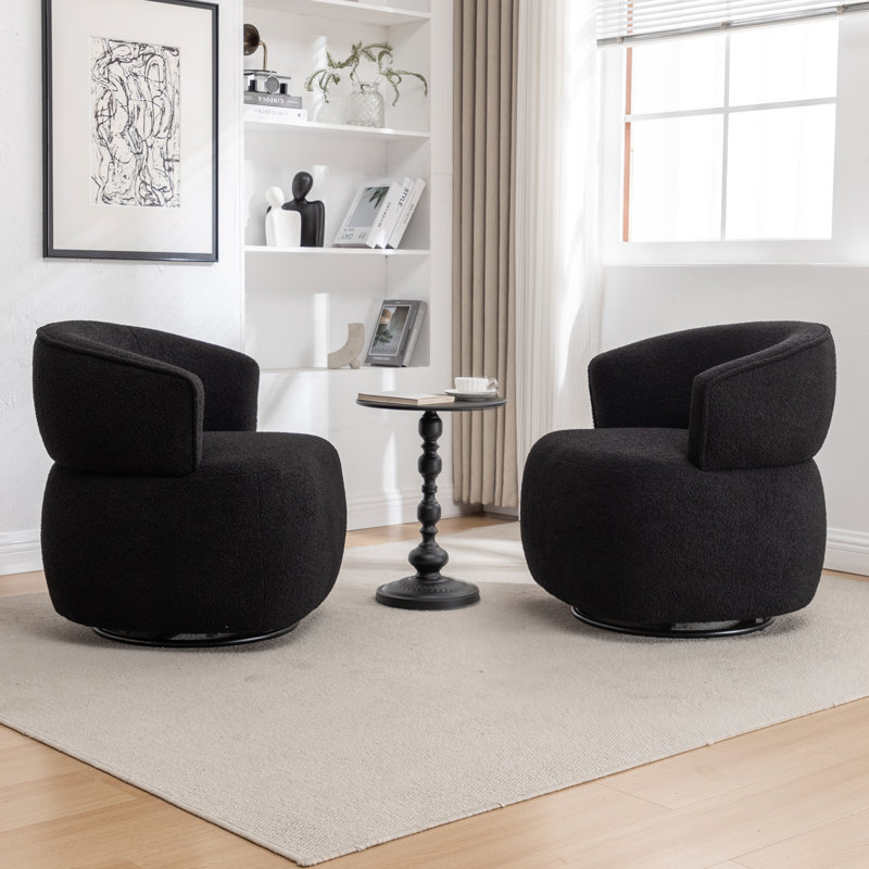 Fauteuil demi-tonneau pivotant Olevide, Ours en peluche noir