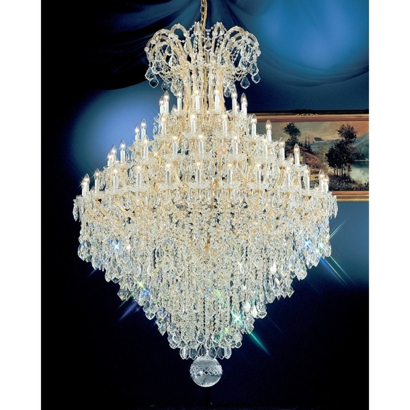 Lustre suspendu en cristal Kealynn Eva Maria Theresa, Bronze antique, Cognac, 52" Width x 78" Height