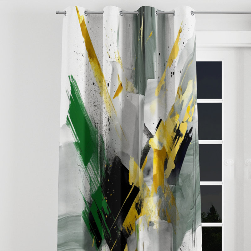 Anavictoria - Abstract Grommet Curtain - Velvet Room Darkening - 1 panel, 52" W x 108" L, Silver Grommets