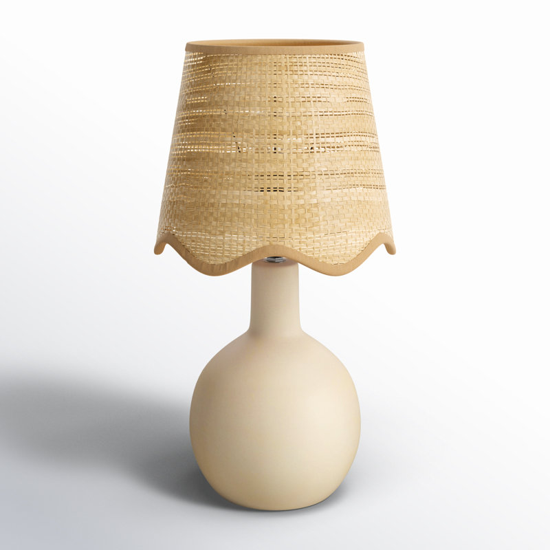 Lampe de table Canvey Maura, Tanné, Crème, crème, H 15 po x l 9 po x P 9 po