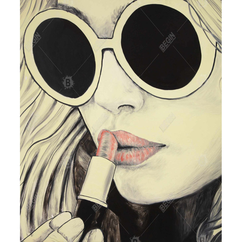 Pink Lips - Beauty Figurative Framed Canvas for Home Decor