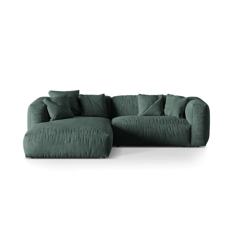 Bedar 2 Seater Velvet Corner Sofa , Petrol