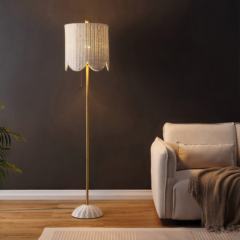 Lampe sur pied à DEL 63,5 po Joel, Blanc / or laiton