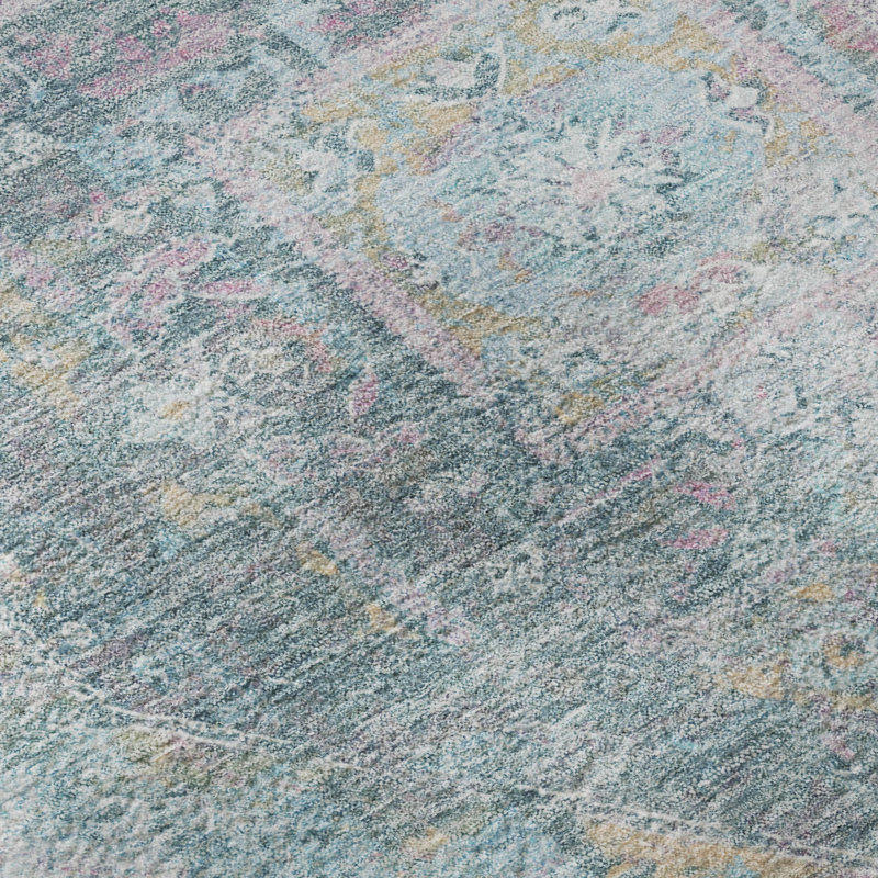 Premium Machine Washable Mayfield AMF2140 global Rug, Blue, 10' x 14'