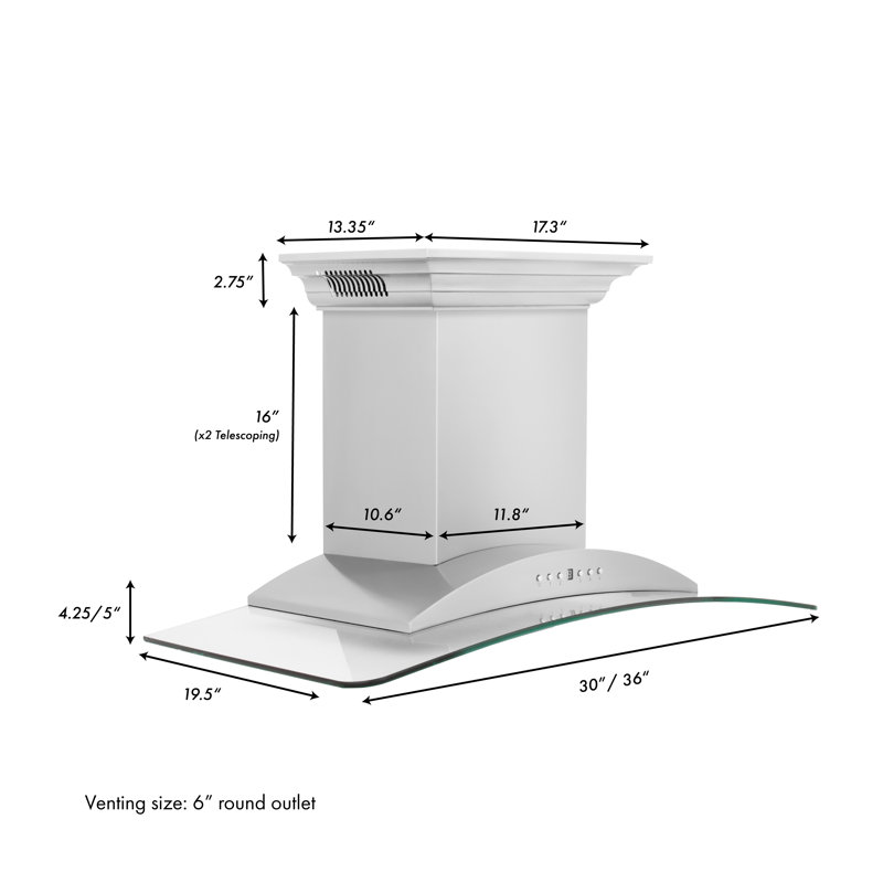 30" 400 CFM Ducted Wall Mount Range Hood in Stainless Steel, 30"