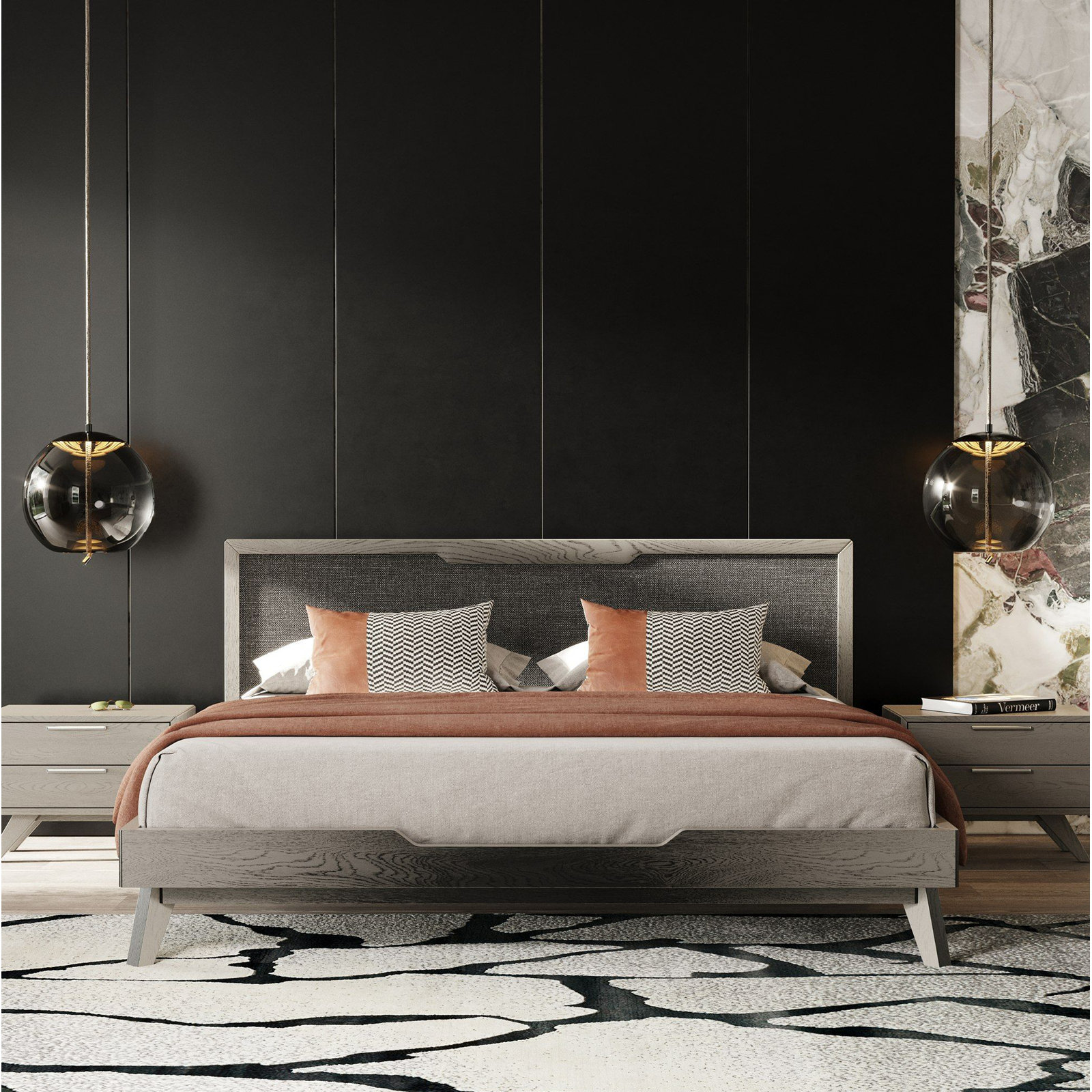 Glow Upholstered Bed, King, Gray Wash