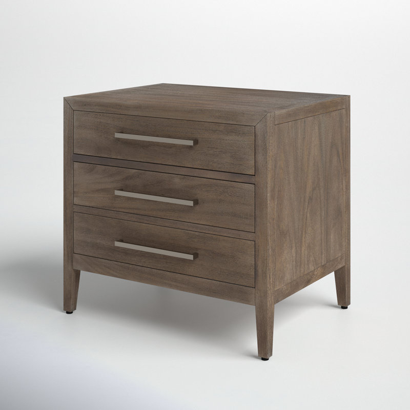 Ariella Light Brown Mahogany 3-Drawer Nightstand