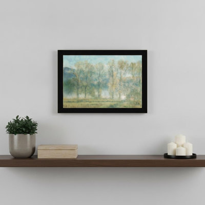 «Peaceful Tree Line», impression murale encadrée noire