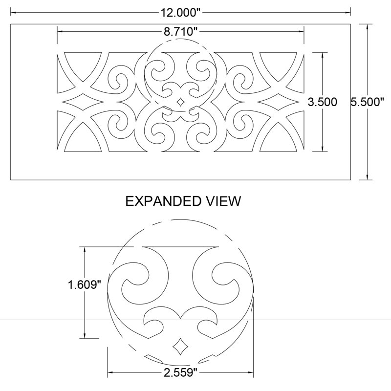 Reggio Register 4x10 Low-Profile Steel Floor Vent Cover - Curvilinear Pattern - Rust-Proof Louver, Black