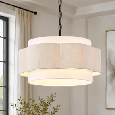 20" 4-Light Scalloped Rope Drum Chandelier