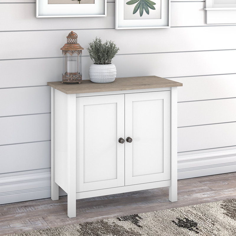 Armoire de rangement avec portes Shelonda, Blanc pur / déclin gris