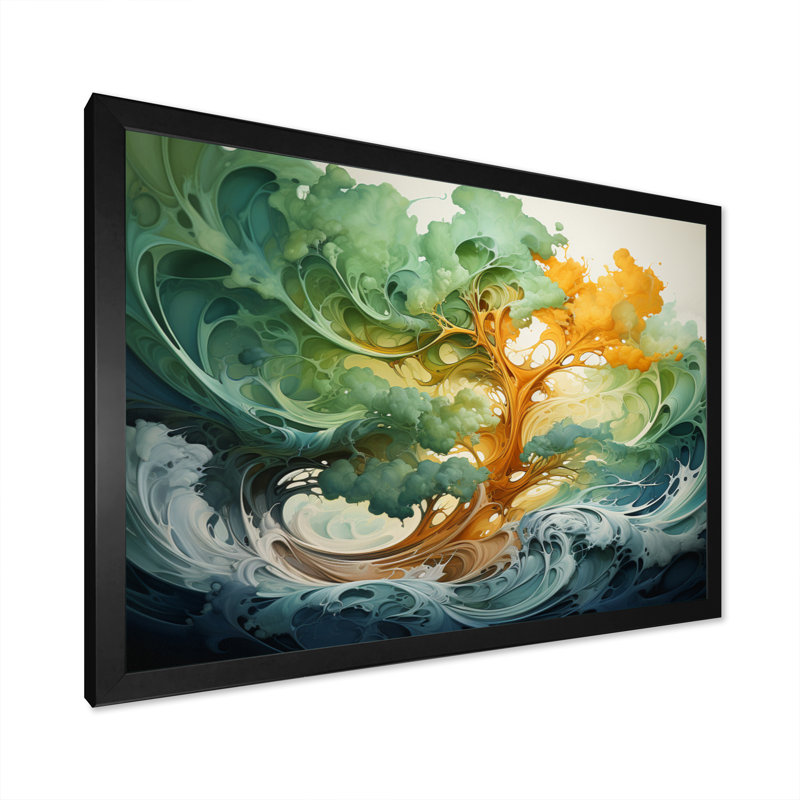 Séquoia symphonie de vert orange, Noir, H 16 po x l 32 po x P 1 po