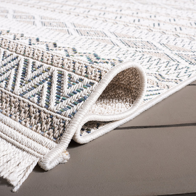 Tapis Wicker 152 en turquoise / beige, Tapis de couloir 2 pi 2 po x 8 pi