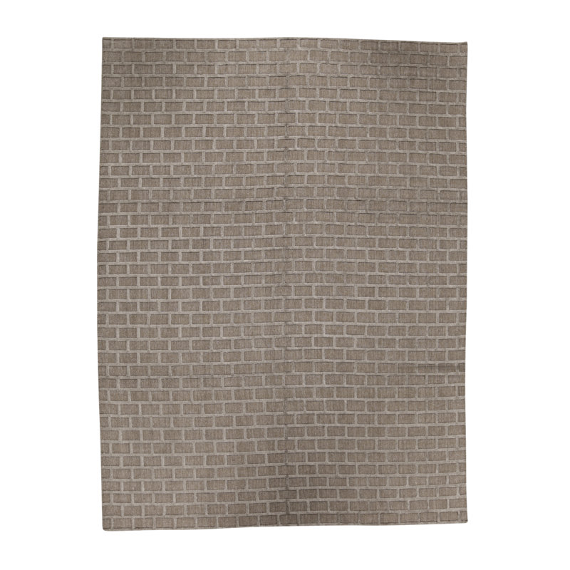 Cotton Geometric Area Rug in Gray