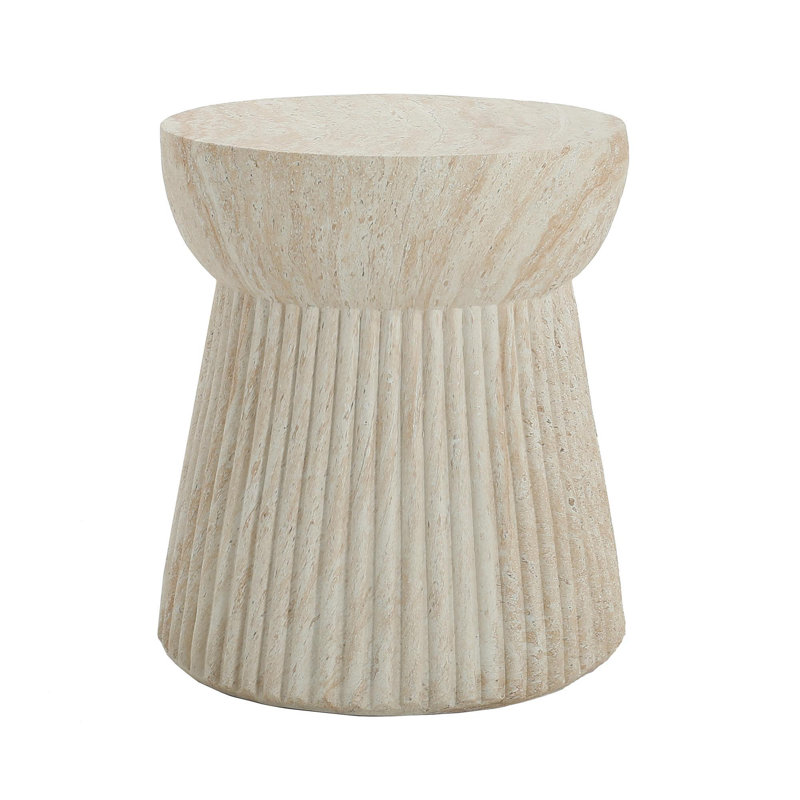 Outdoor Travertine Concrete Side Table