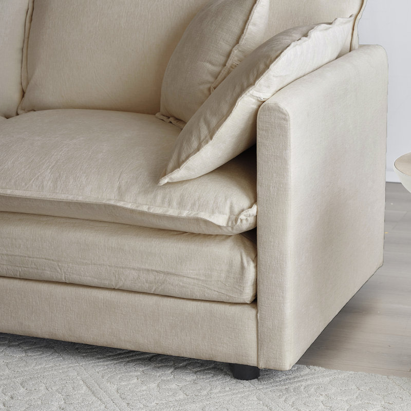 Ensemble de salon en chenille beige 1 + 1 + 3: style moderne, éponge, 3 pièces: sièges, tissu haut, structure en bois massif