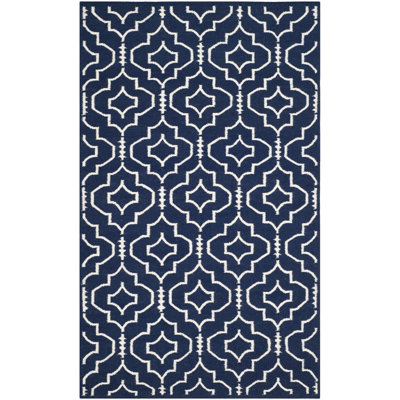 Tapis géométrique tissé à la main 80% laine, 20% coton Rodgers