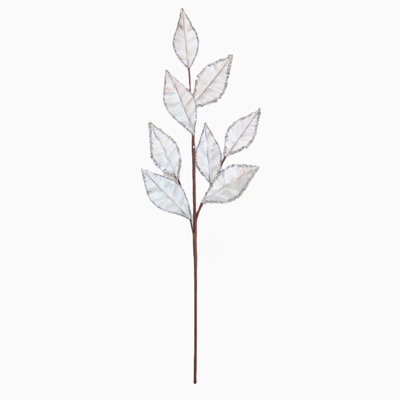 28.4in(s) Magnolia Leaves Metallic Silver Glitter Pick