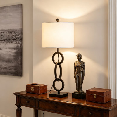 Alaia Black Iron Table Lamp With LED Bulb, 30-Inch Modern Lighting For Bedroom, Living Room, Home Office Desk And Nightstand