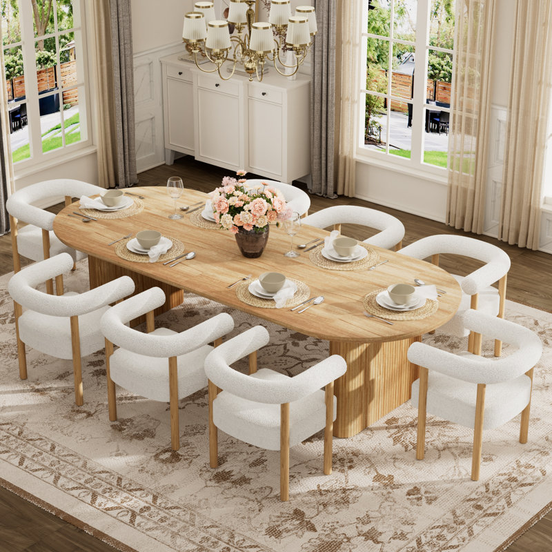 Ensemble de table de salle à manger Oak, 9 Pieces: Table, 8 Chairs