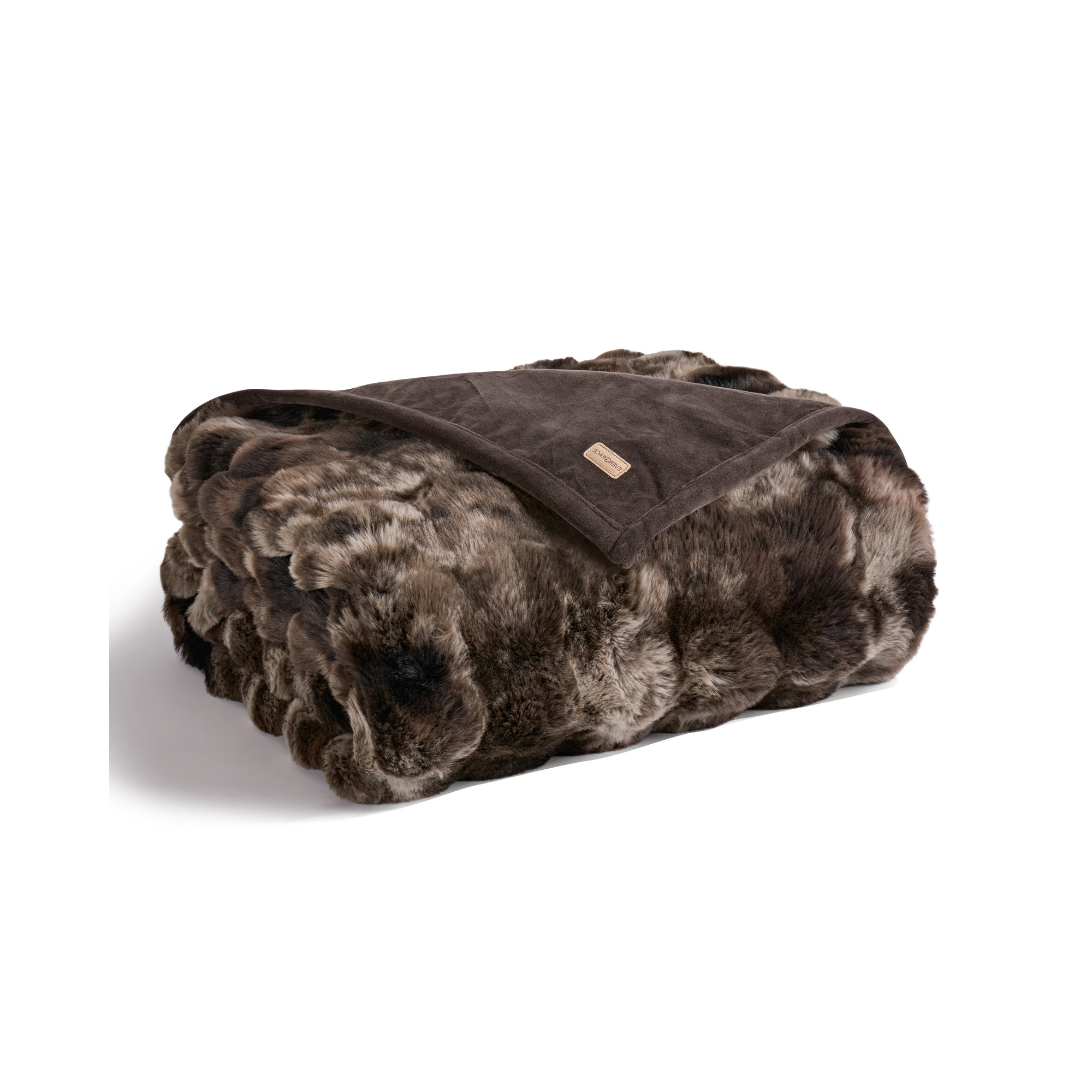 Ridgeline Faux Fur Throw Blanket, Mocha Brown Ombre, 80" L x 60" W