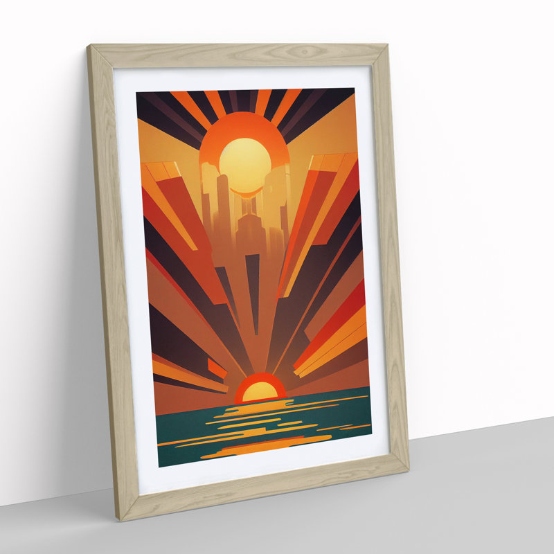 Ocean Sunset No.1 Framed Print, 64cm H x 46cm W x 2cm D, Oak
