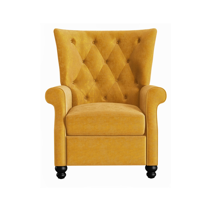 Fauteuil inclinable luxueux en velours canari de luxe, fauteuil inclinable jaune moutarde au design élégant