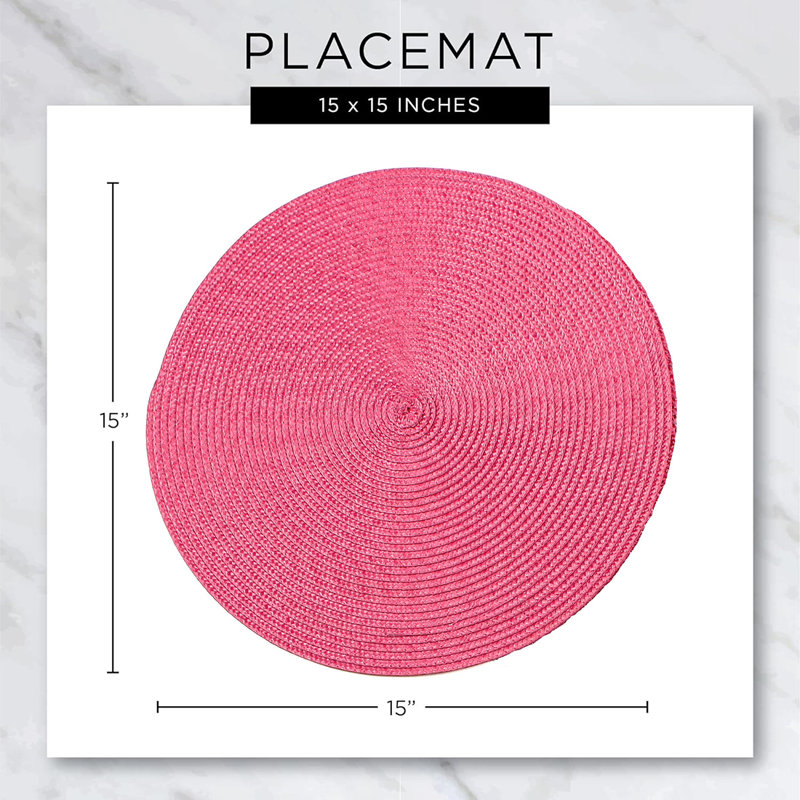 French Rose Polypropylene Round Christmas Placemats and Coasters Set