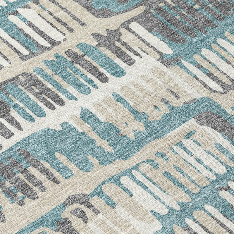 Machine Washable Indoor/Outdoor Chantille ACN2663 Casual Rug, 2'3" x 7'6" Runner, Teal
