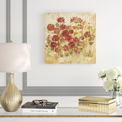 « floral frenzy bourgogne vi », reproduction d’art sur toile tendue