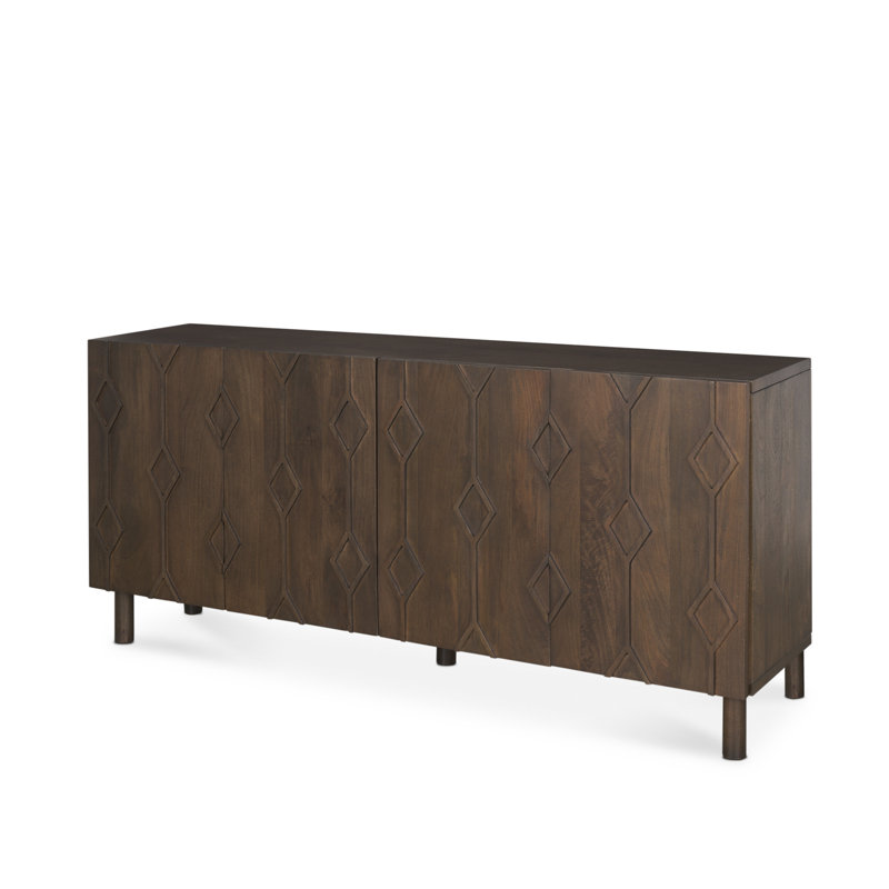Buffet en bois massif de manguier de 71 po Atilus, Brun foncé