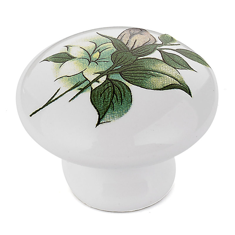 Expression 1 3/8" Diameter Mushroom Knob, Green Flower