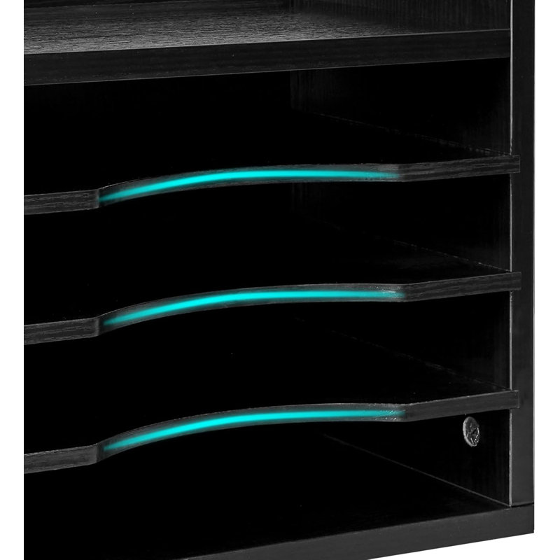 Black Chipboard Desktop File Organizer with Adjustable Shelves