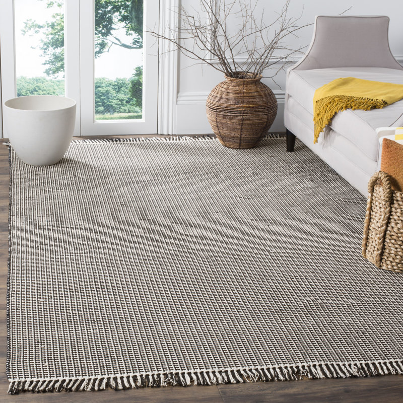 Tapis géométrique en coton tissé à la main Bester, Rectangle 8 pi x 10 pi