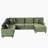 Sectional Sofa U-shaped Sectional 125.2" Upholstered L-shaped Sofa with a Movable Ottoman and Side Storage Pockets for Living Room, Green-1332298630