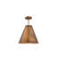 Suspension simple industrielle en bronze antique de 15 pouces