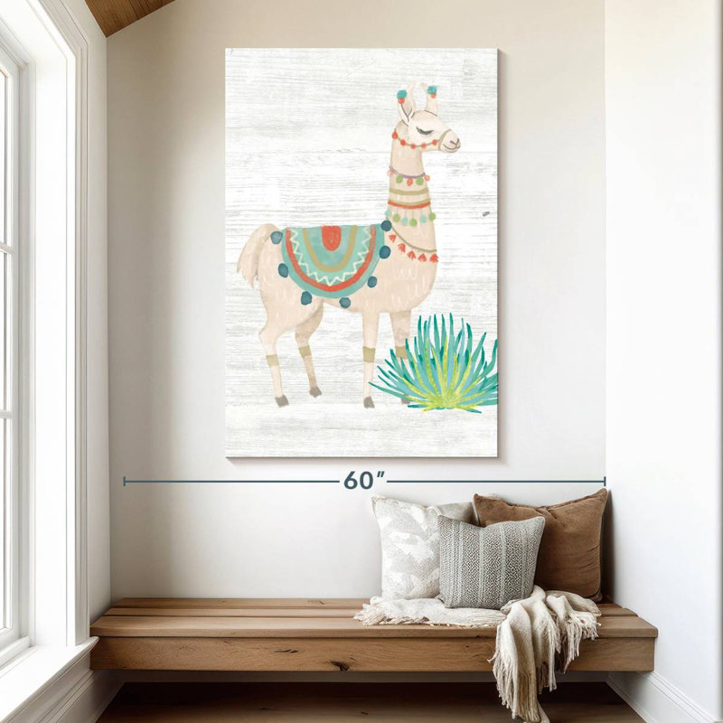 Brampt Lovely Llamas Green, 51" H x 34" W