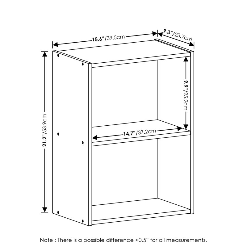 Cannice Bookcase, Light Blue/White, (2 Shelves) 21.2" H x 15.6" W x 9.3" D