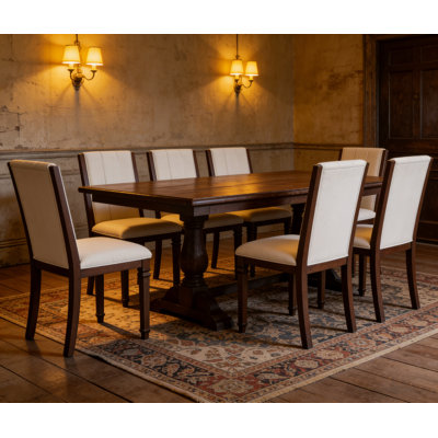 Linen Fabric Upholstered Kitchen Chairs Set Of 6,Traditional Solid Wood Dining Chairs With Turned Decorative Legs, Comfortable Seating With Thickened Cushion For Dining Room, Living Room,Brown