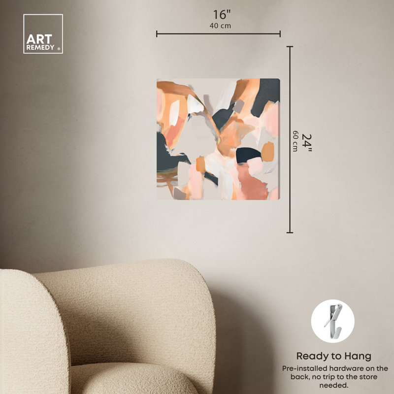 Soft Shades of Pop Pastel Boho Abstract Canvas Wall Art, 24" x 16"
