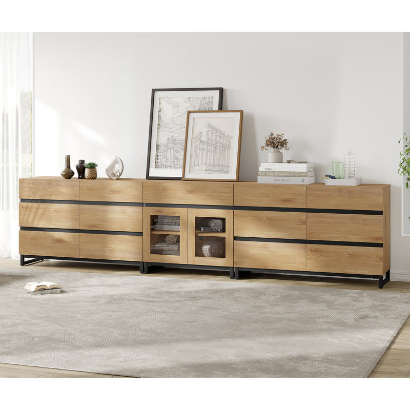 Dresser With Glass Doors, 3 In 1 Modern Chest Of Drawers With Adjustable Shelves And 13 Drawers, Closet Organizers And Storage Cabinet For Bedroom