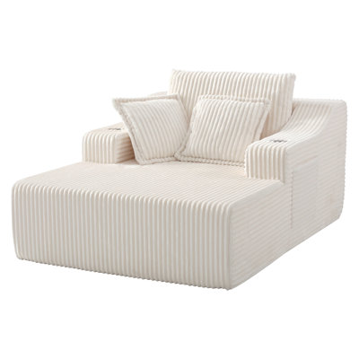 Très grande méridienne intérieure, canapé-lit rembourré 67 po avec porte-gobelets et 3 coussins