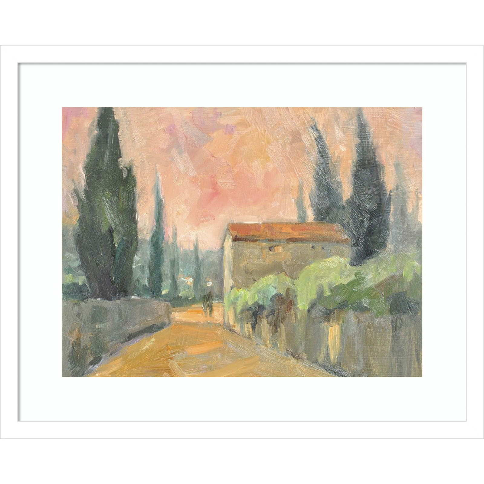 Tuscan Farmhouse Print, White, 17" H x 21" W
