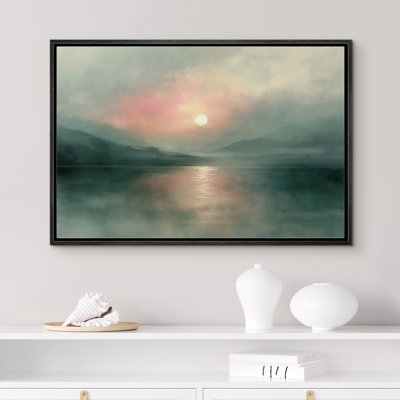 Green Misty Sunrise Serene Nature Landscape Framed Bedroom Wall Decorations Canvas Print
